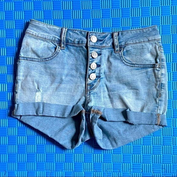 Pacsun button fly folded hem jean shorts size 26 - Picture 1 of 4